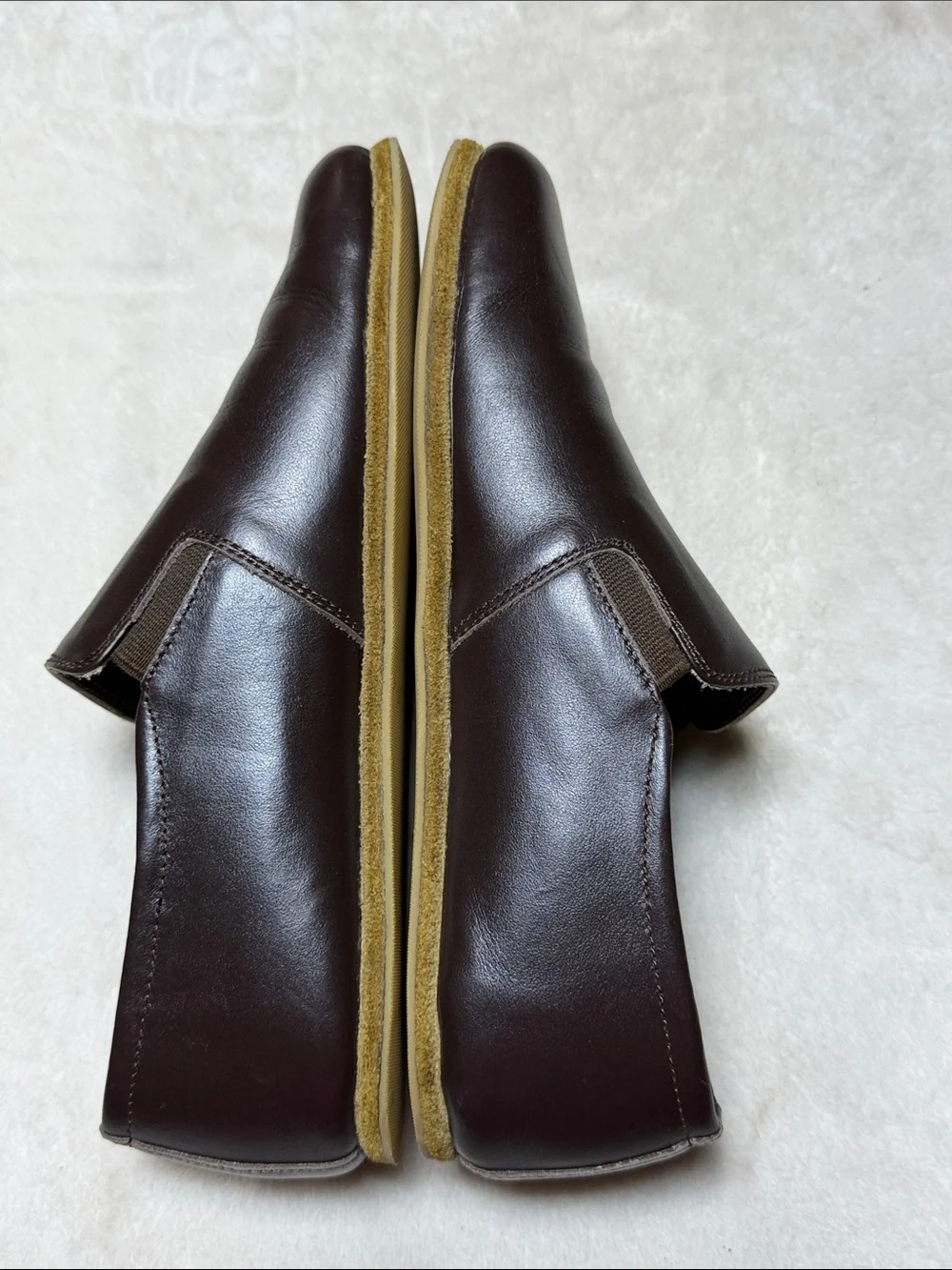 Men's Minimalist barefoot Dark Brown Slip-On Leather Loafers 40